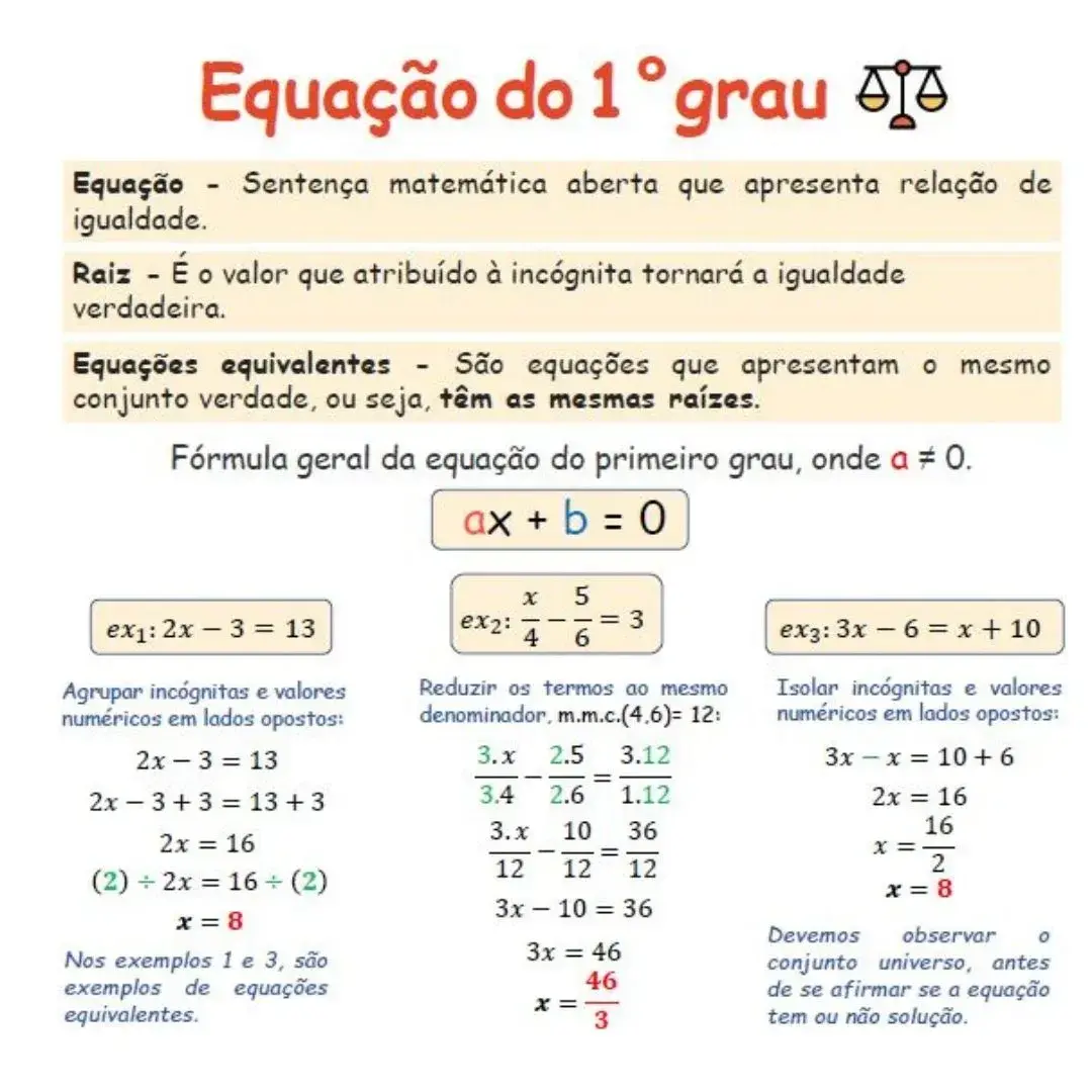 EQUAÇÃO DO PRIMEIRO 1º GRAU 